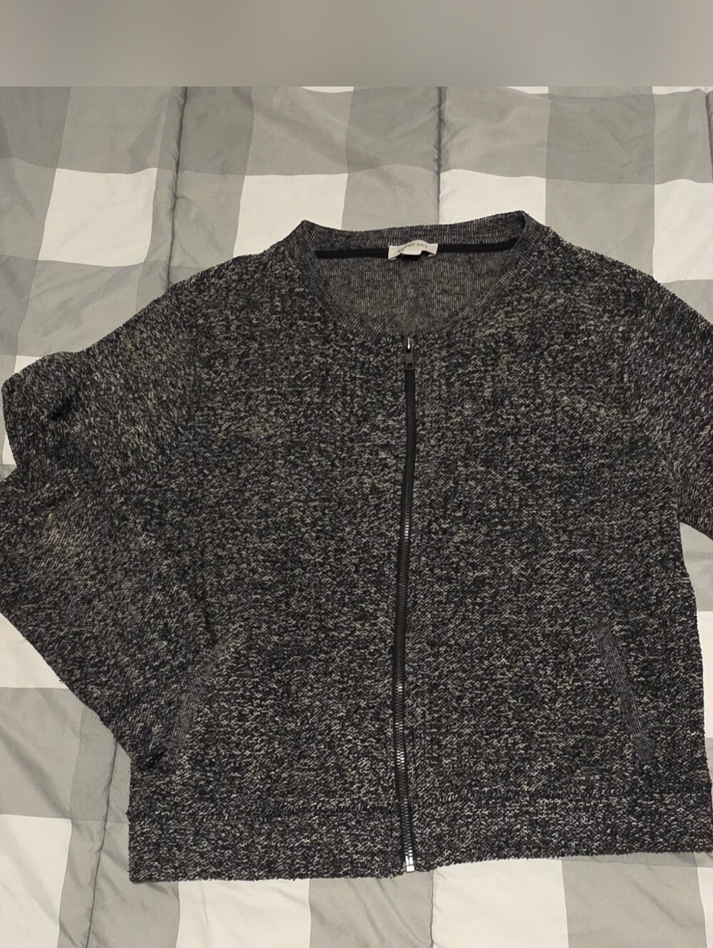 Smart Set Black & Gray Marled Zip-Front Sweater
